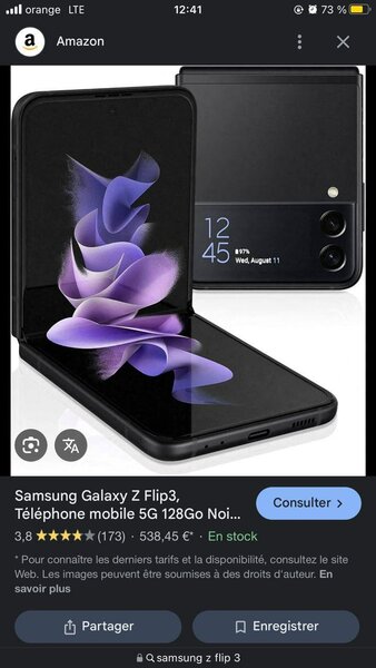 Téléphone mobile Samsung Galaxy z clip 4