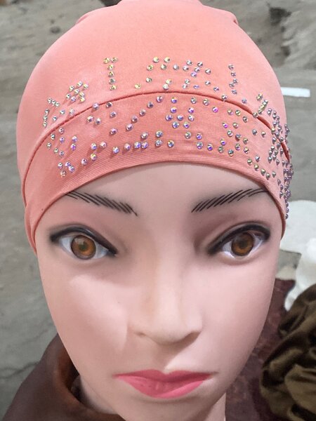 Bonnet Hijab Décoré Strass Rose