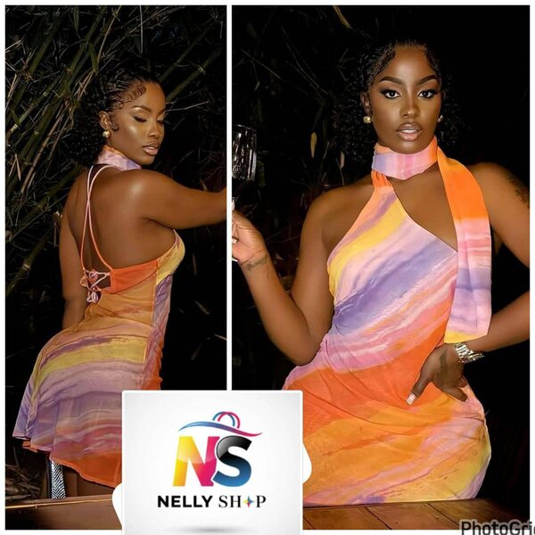 Robe dos nu multicolore