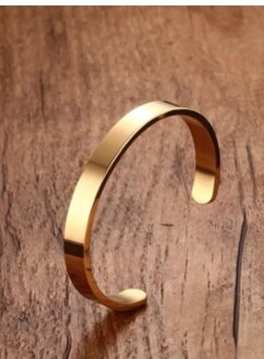Golden Color Stainless Steel Open Cuff Kara/Bracelet For Men