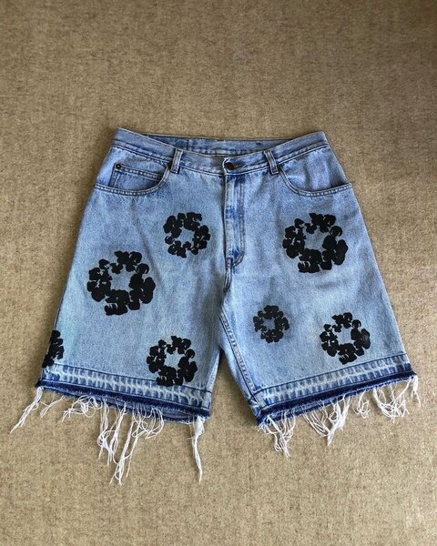 Short en jean imprimé