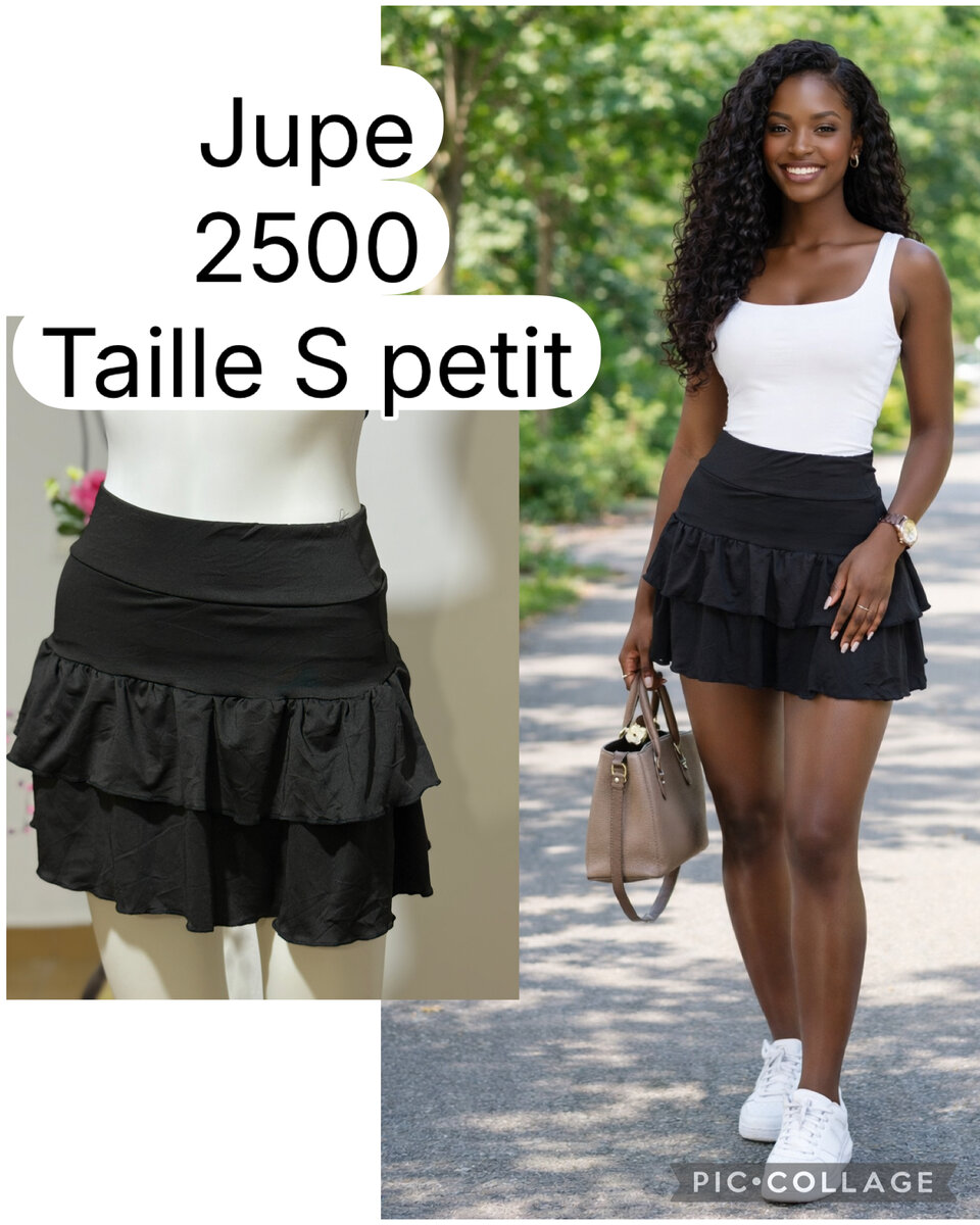 Jupe courte noire à volants