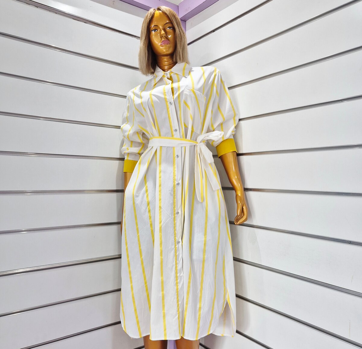 Robe chemise longue rayée