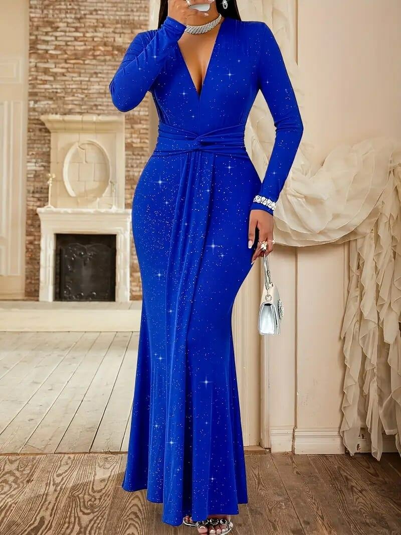 Robe longue élégante bleue