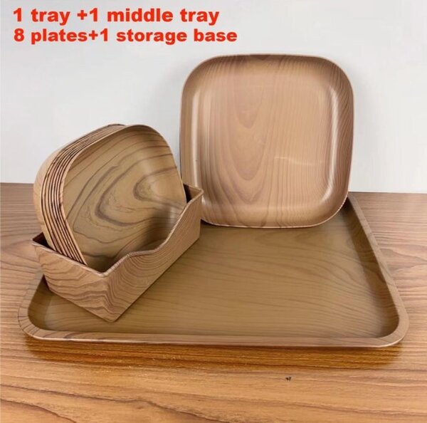 WOODEN GRAIN PLATES SETS WOODEN PLATES