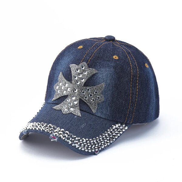 Casquette denim strass mode