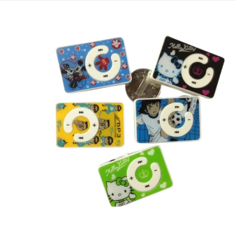 Mini MP3 Players with clip art in cartoon design style