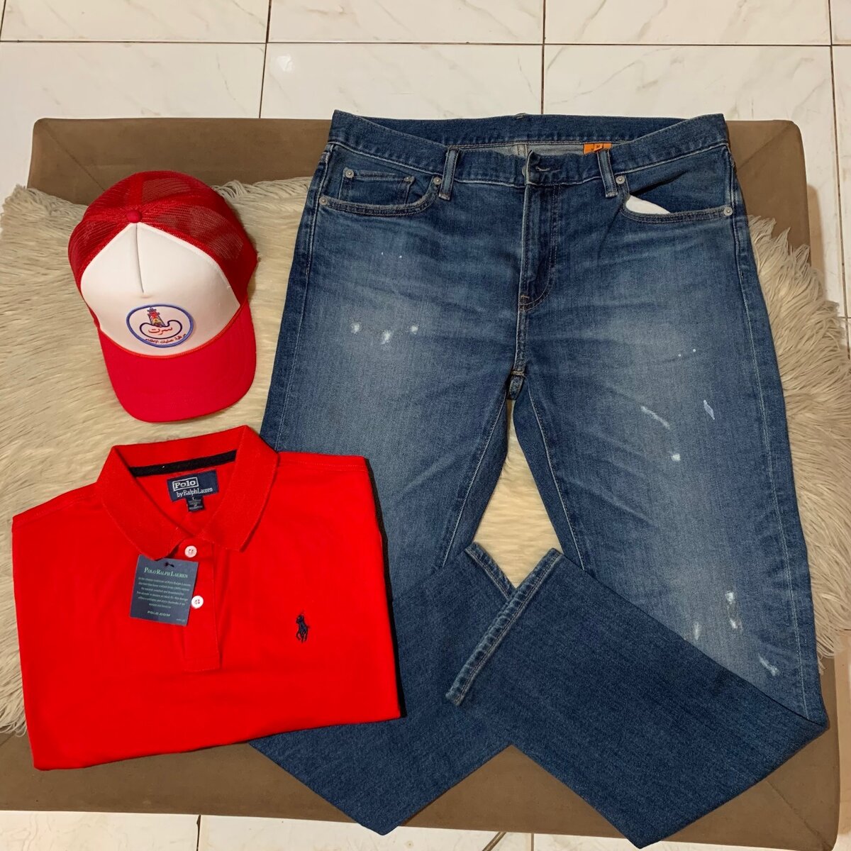 Cap, Lacoste and trousers