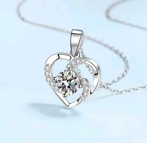 Collier Coeur Argent Zircon