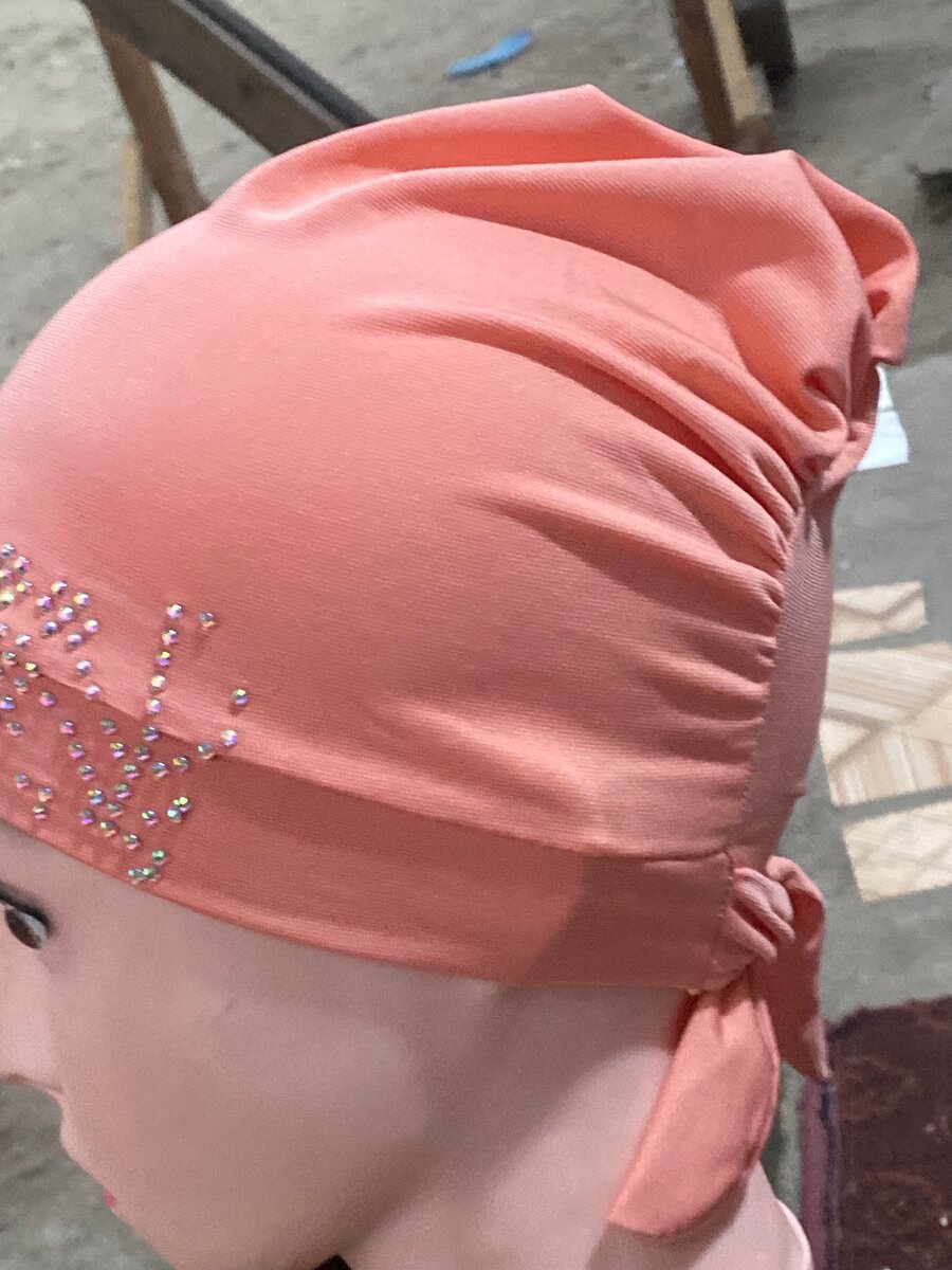 Bonnet Hijab Décoré Strass Rose