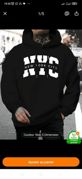 Sweat à capuche NYC noir