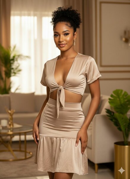Robe élégante beige à nœud