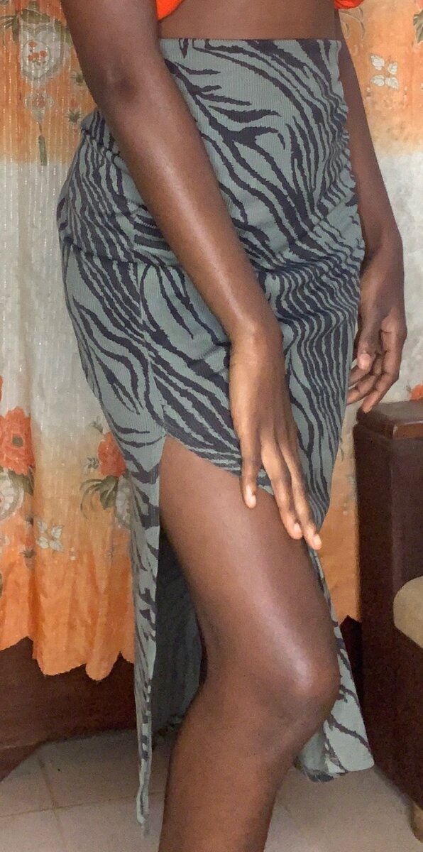 Jupe longue fendue zébrée