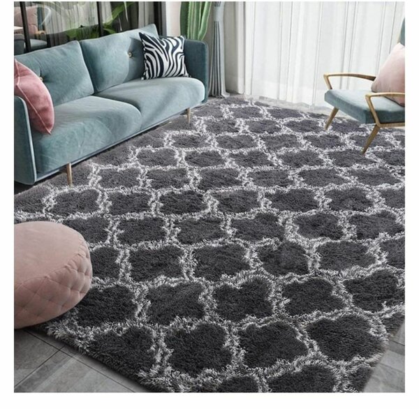 L63 X W90.6)" SOFT INDOOR RUG SHAGGY PATTERNED FLUFFY CARPET