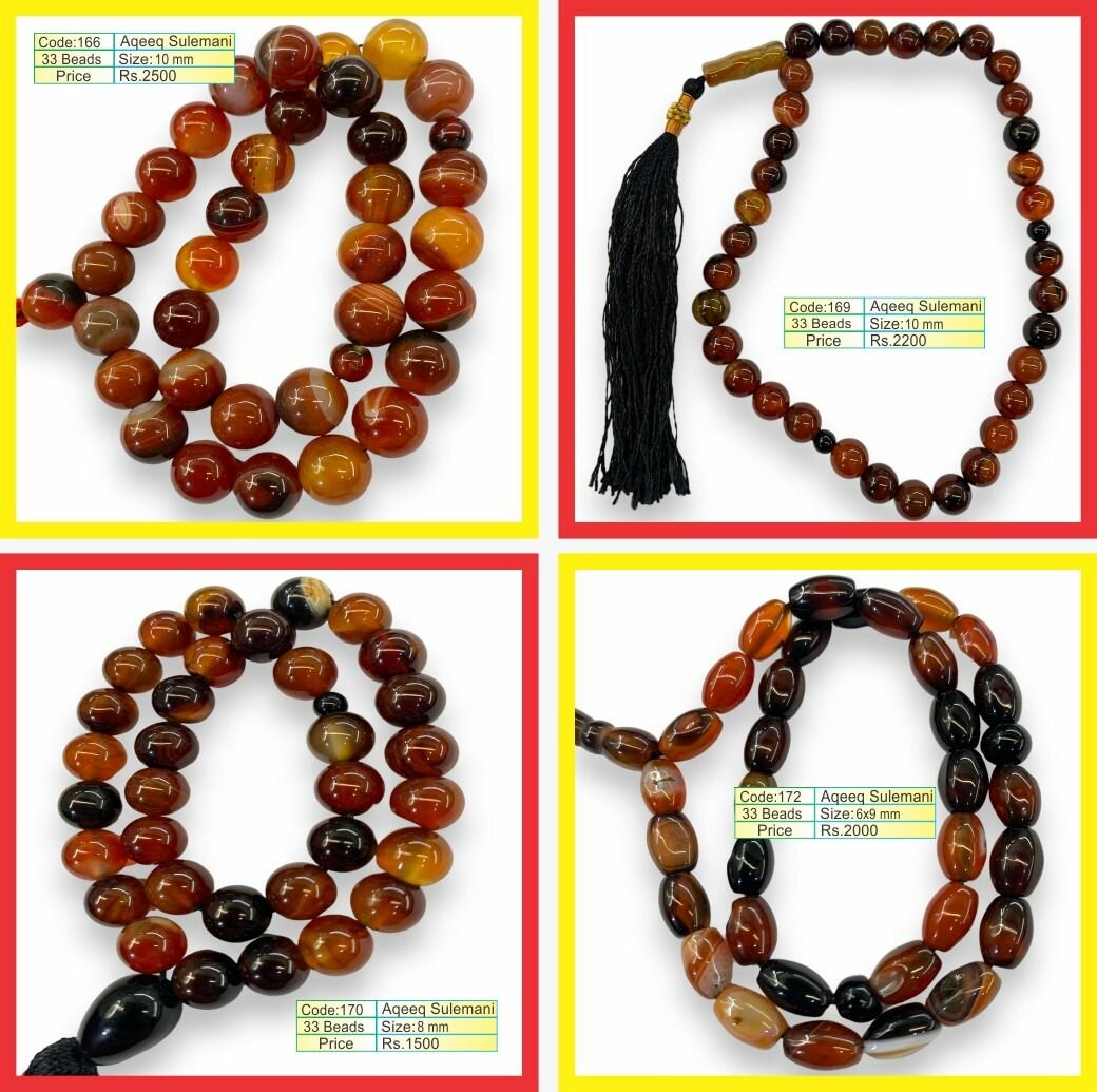 Real Gemstone Tasbih Aqeeq Pearl Ruby Sandloos