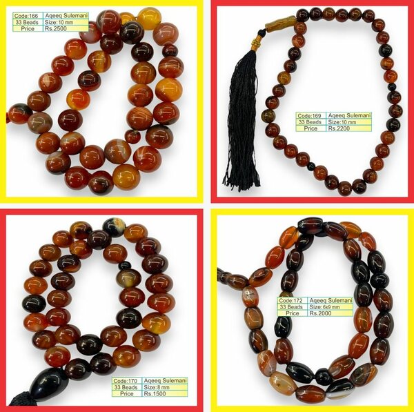 Real Gemstone Tasbih Aqeeq Pearl Ruby Sandloos