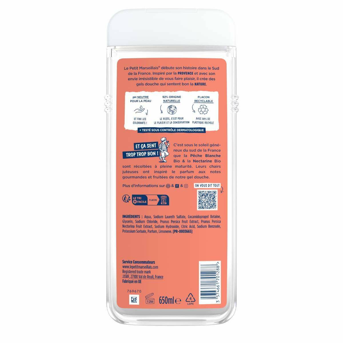 Le Petit Marseillais Gel Douche Extra Doux Pêche Blanche Bio