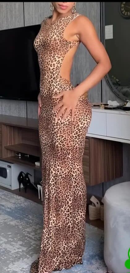 Robe longue imprimée léopard