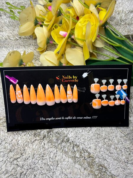 Ongles Press-Ons Orange Glam