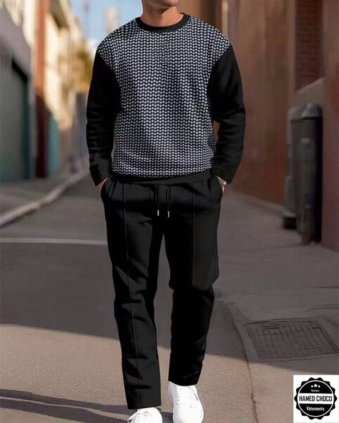 Pull noir et blanc élégant