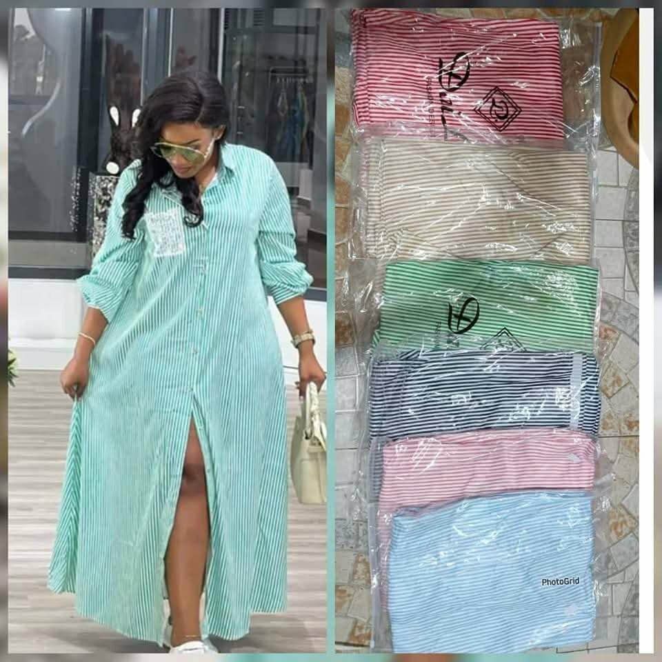 Robe longue rayée élégante