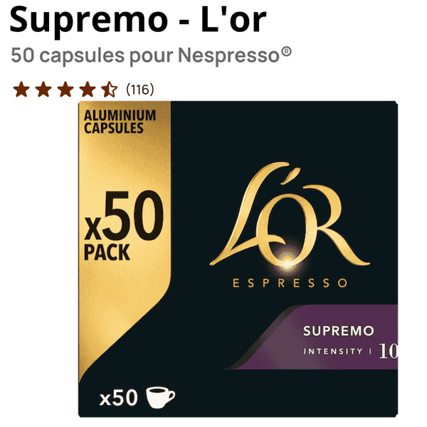 Capsules Café Supremo L'or