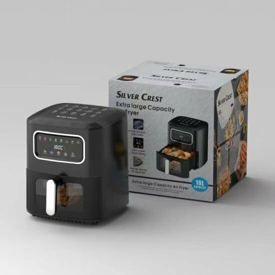 Silvercrest 10L Air Fryer 2400W 8 Smart Menu 360° Heating, T