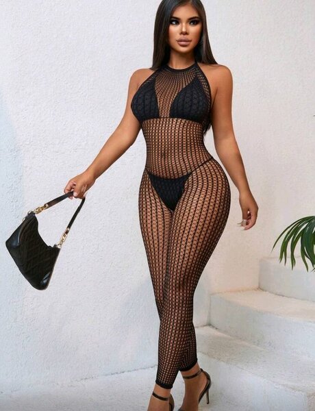 Combinaison Sexy en Résille Noire