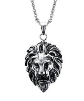 Lion Head Pendant Necklace For Men Luxury Stainless Steel Male Jewelry Friendship Gift