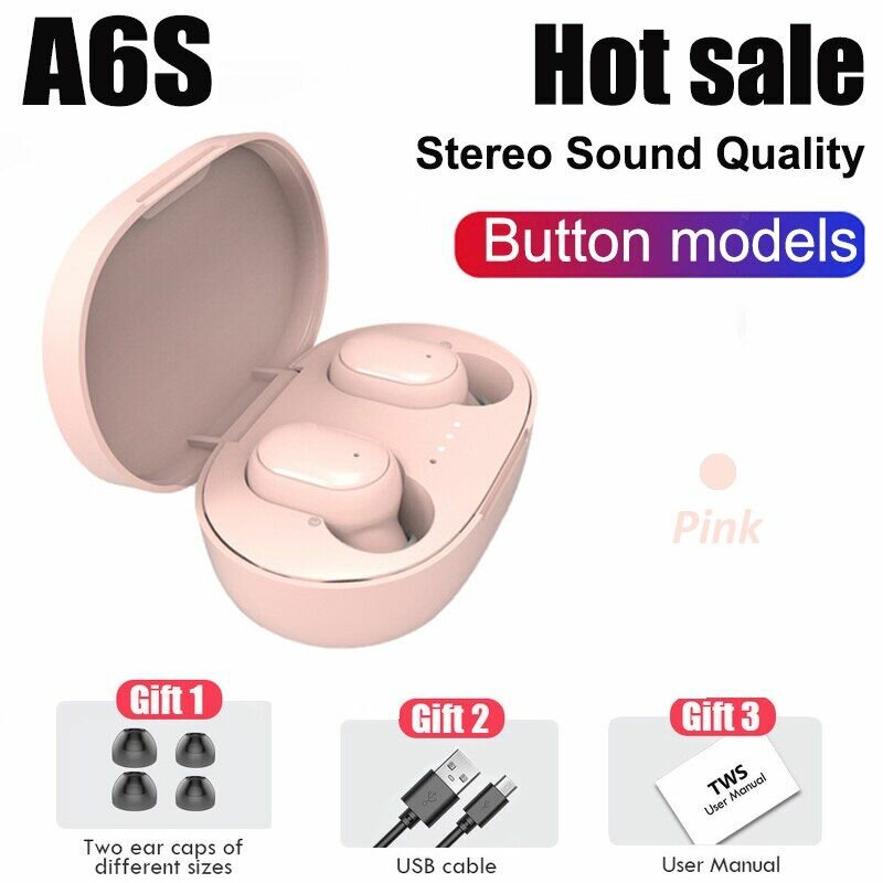 Écouteurs Sans Fil A6S Rose