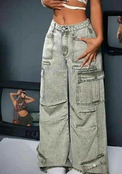 Pantalon cargo jean femme