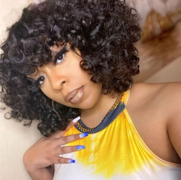 Bouncy Human Hair Short Wig
