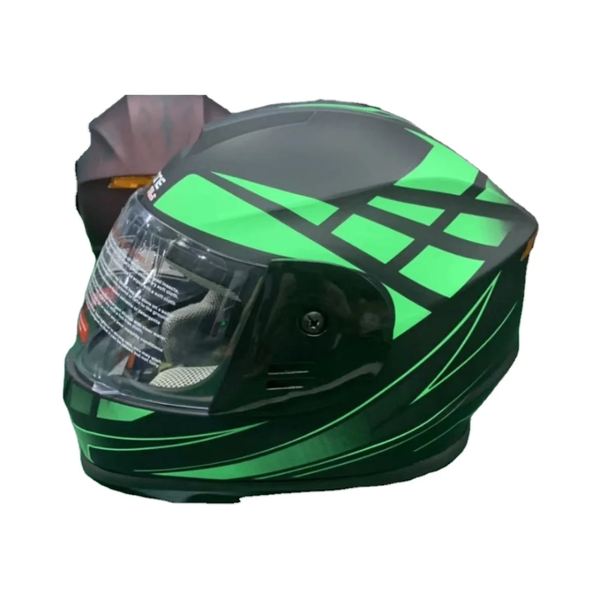Casque de Moto Vert et Noir
