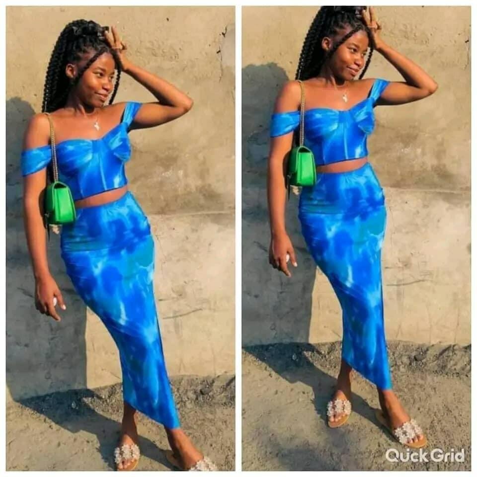 Dress available in one color blue