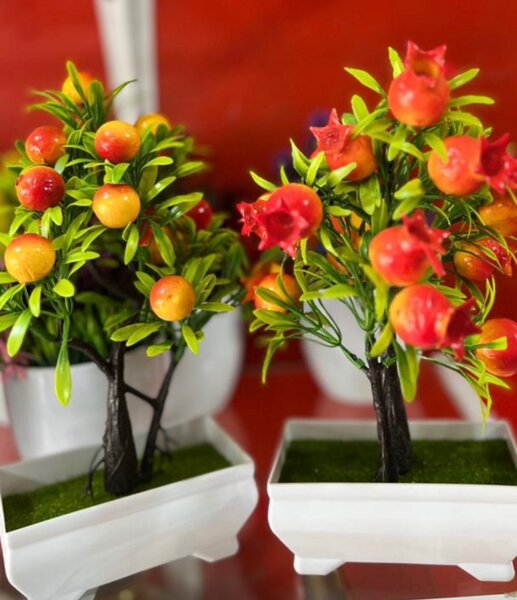 Artificial flowers in a pot