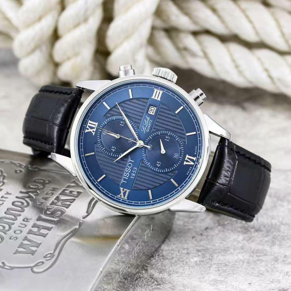 Montre Tissot homme en cuir bleu