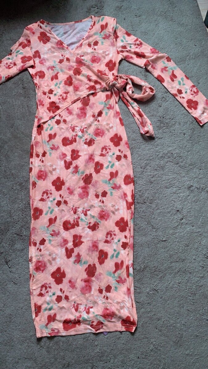 Plain Pink bodycon wrap dress