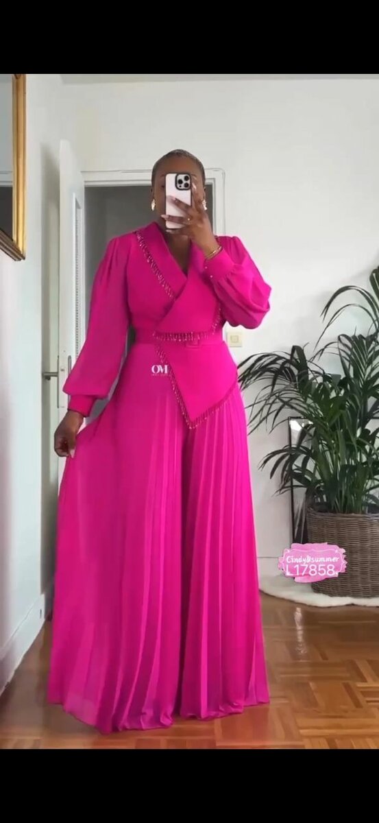 Combi Élégante Fuchsia Plissée