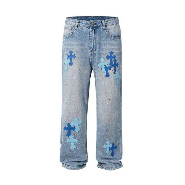 Jean bleu avec motifs croix