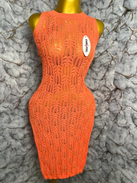 Robe crochet orange chic
