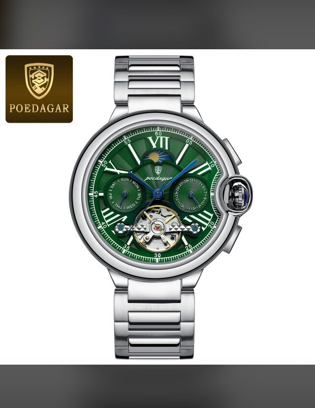 Montre importer authentique POEDAGAR en cuir et en acier