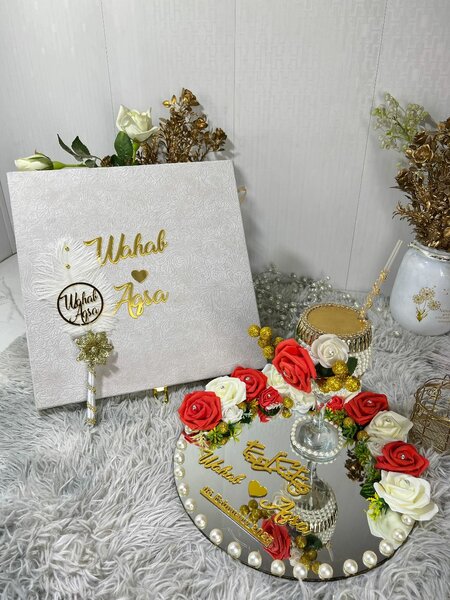 Wedding Doodh Pillai glass and plate