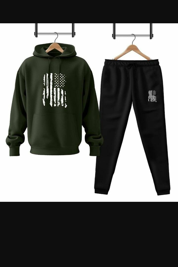 Men's printed hoodie track suit