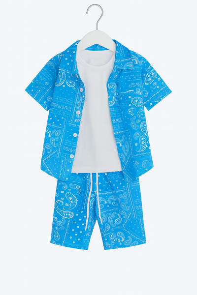 Ensemble garçon bleu motif