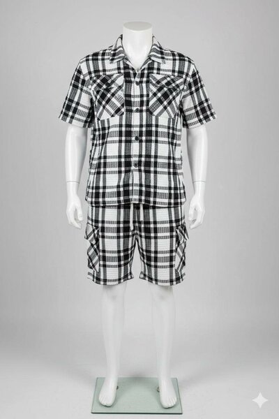 Ensemble chemise et short à carreaux