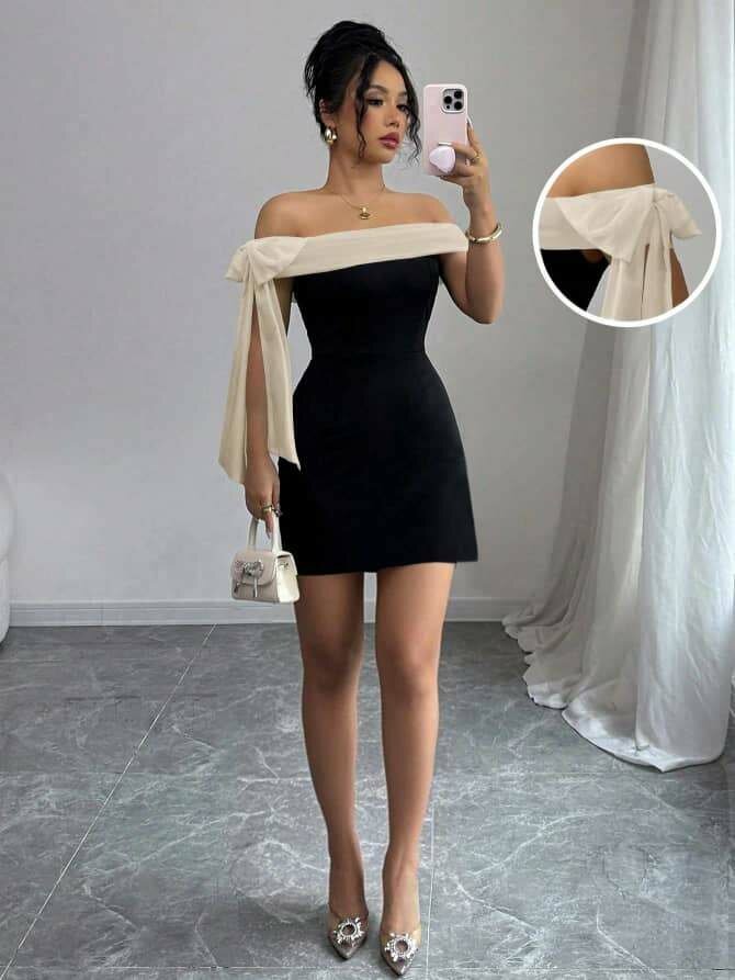 Robe élégante noire à bretelles