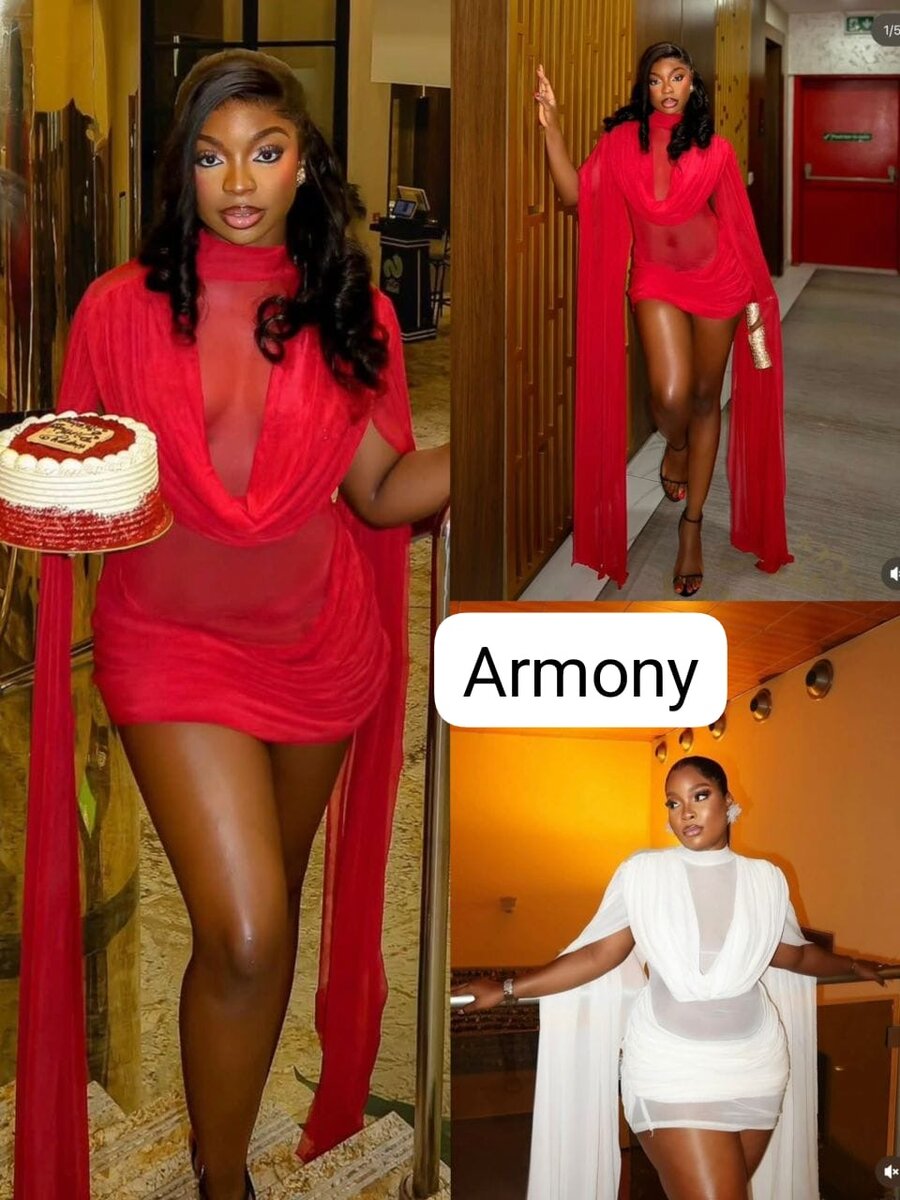 Robe transparente Armony rouge & blanche