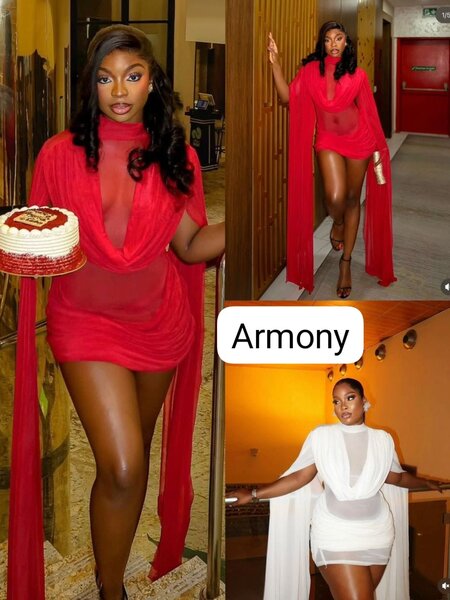 Robe transparente Armony rouge & blanche