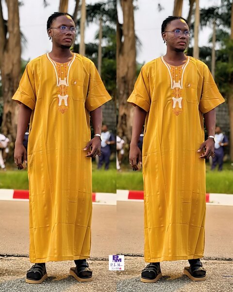 Chemise africaine jaune pour homme