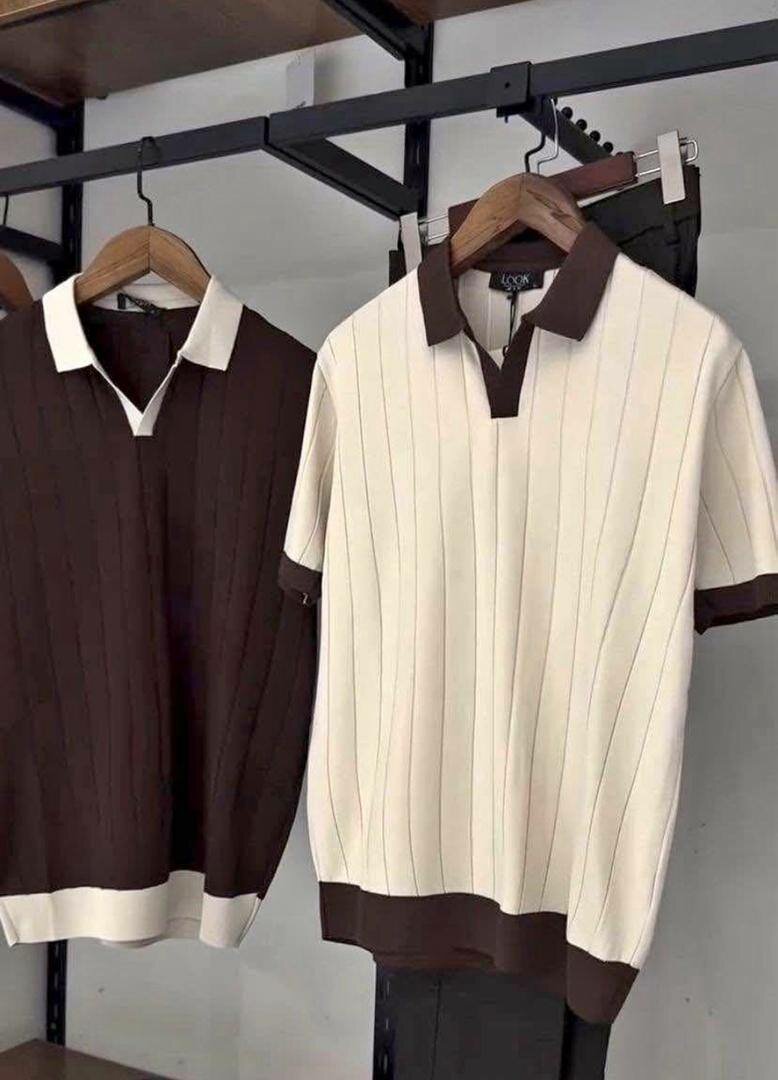 Polo en tricot rayé pour hommes